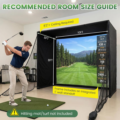 Golf Simulator Impact Screen, 4Mm Thick HD Golf Impact Screen for Indoor Outdoor Practice, Reinforced Grommets for Extended Lifespan, Quiet Impact Polyester Mesh Fabric, Storage Bag Included