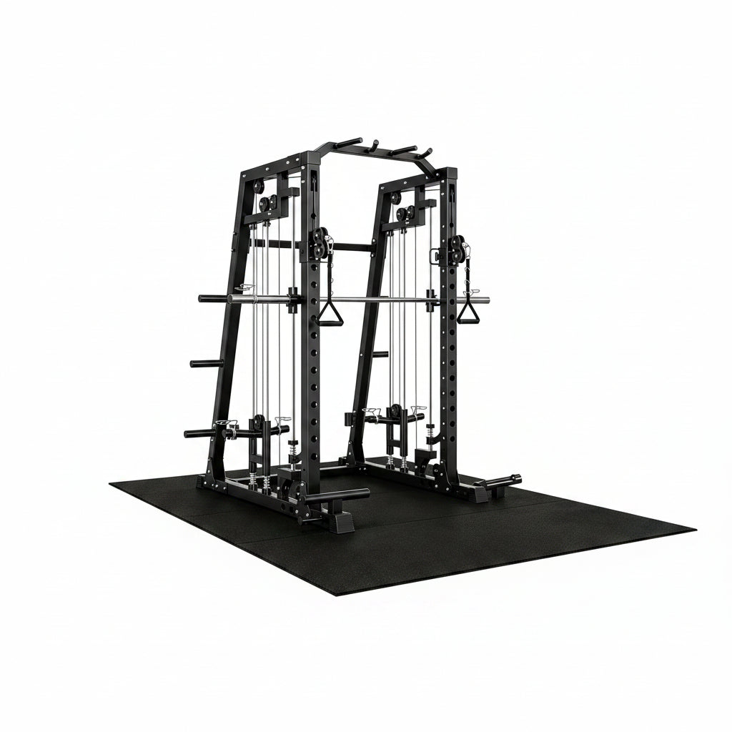 Smith Machine Home Gym, 2200LB Power Cage with Dual Pulley Cable Systems, LAT Pull-Down, Leg Hold-Down & 20+ Attachments for Full Body Workouts