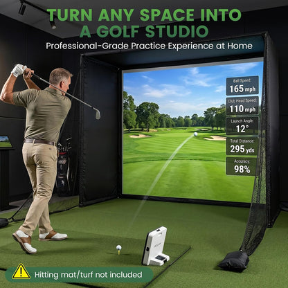 Golf Simulator Impact Screen, 4Mm Thick HD Golf Impact Screen for Indoor Outdoor Practice, Reinforced Grommets for Extended Lifespan, Quiet Impact Polyester Mesh Fabric, Storage Bag Included